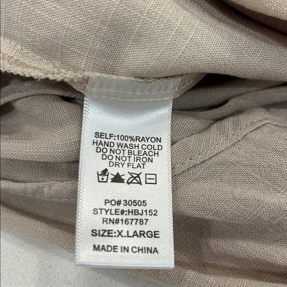 Hunter & Brown Beachy BOHO Casual Flowy One Piece Sleeveless Jumpsuit Tan XL - Picture 7 of 15